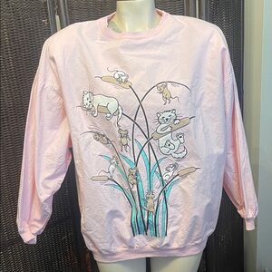 Vintage Cat and Mouse Pink Graphic Sweatshirt